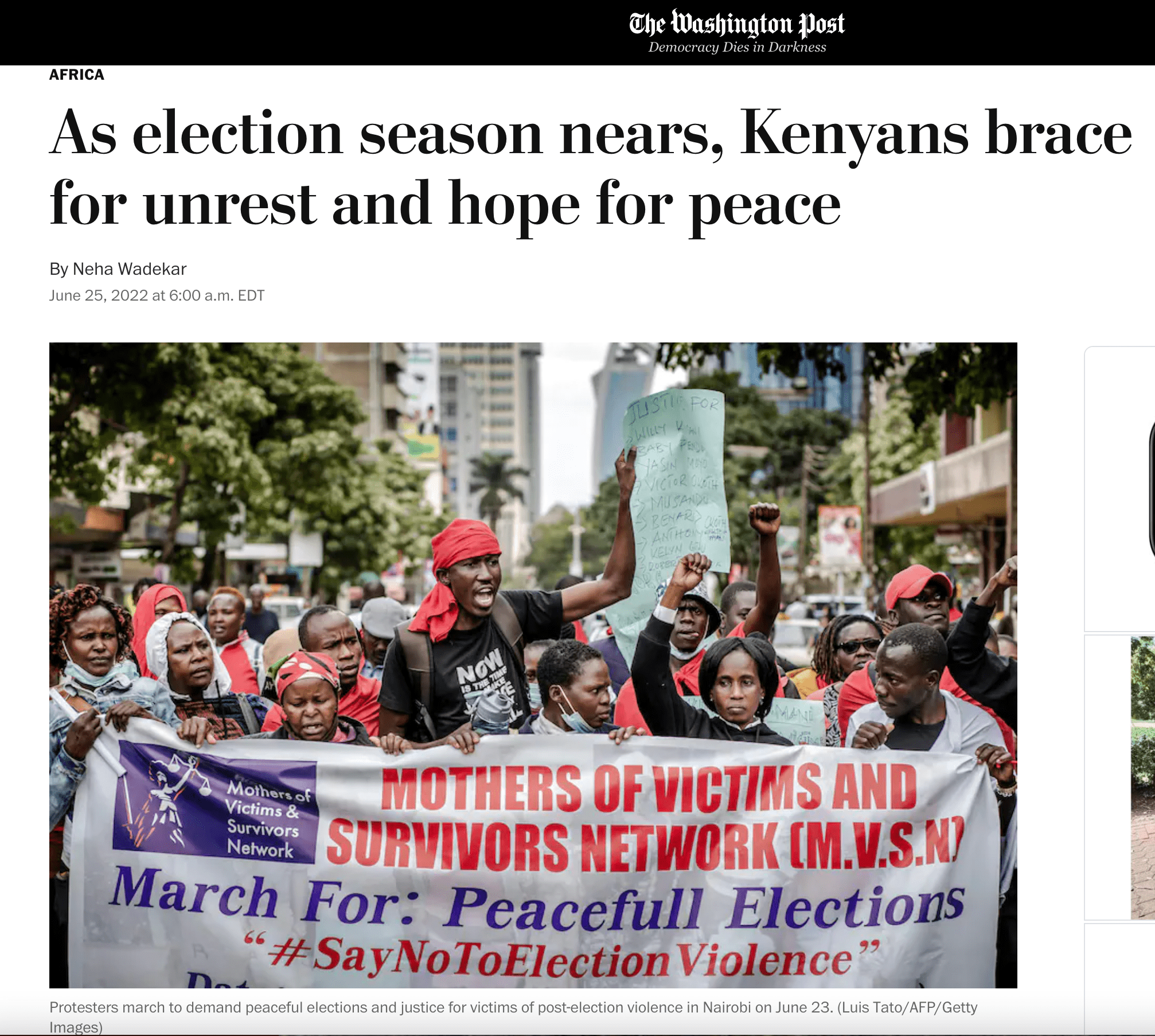 As election season nears, Kenyans brace for unrest and hope for peace – The Washington Post (image)