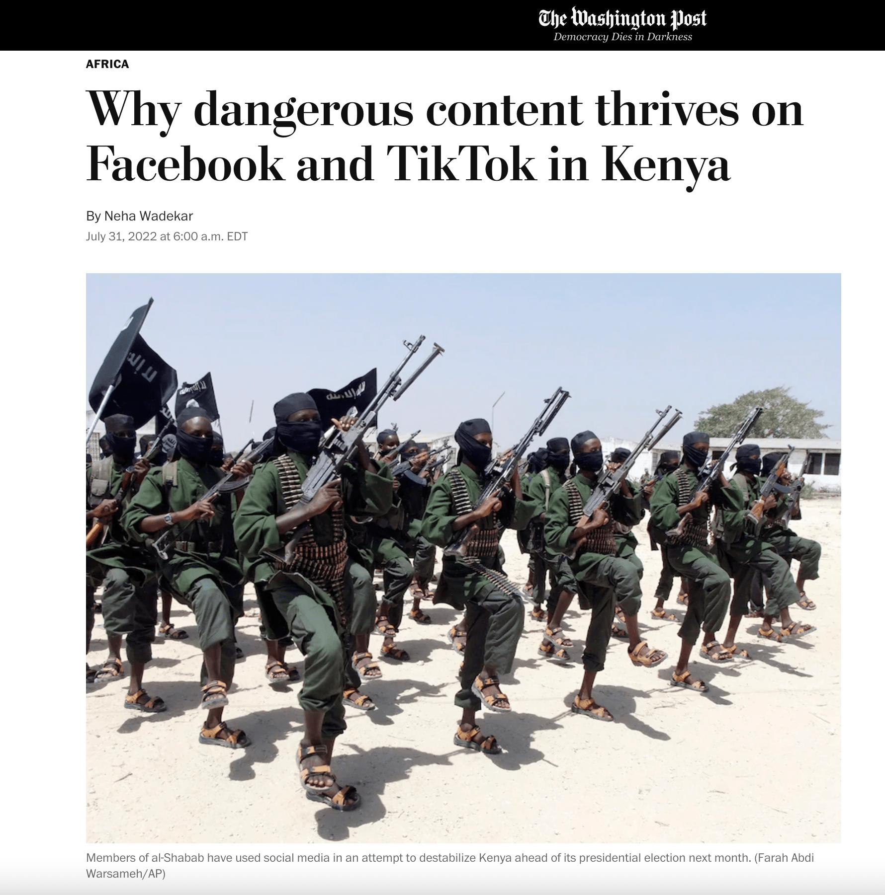 Why dangerous content thrives on Facebook and TikTok in Kenya – The Washington Post (image)